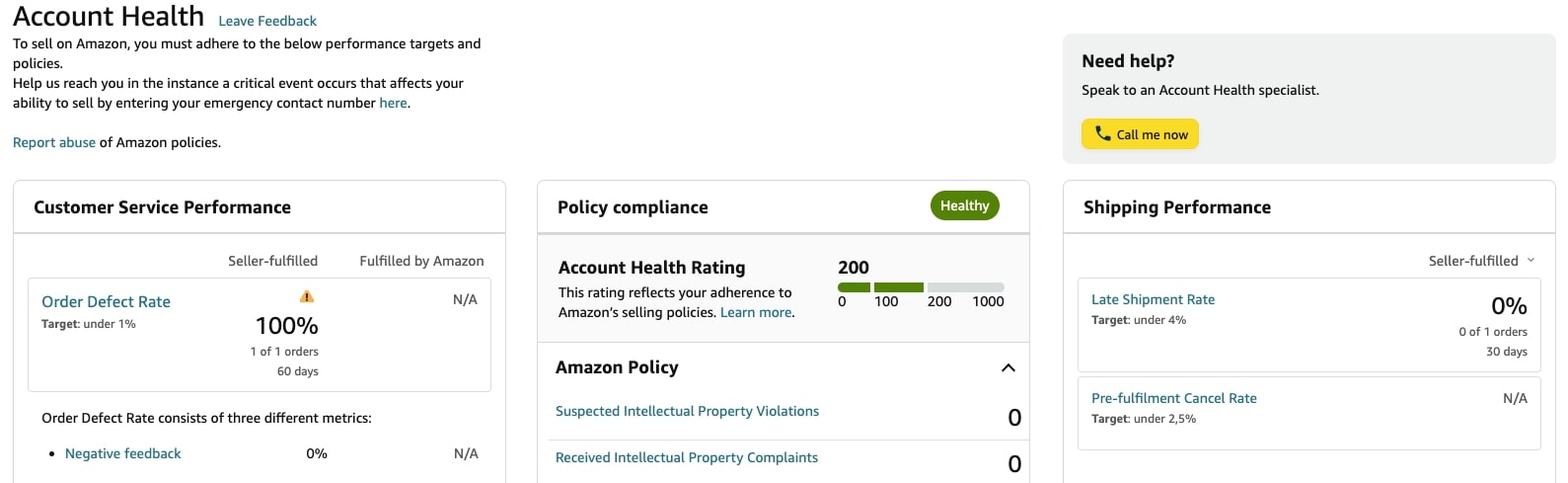 Amazon Marketplace Account Health